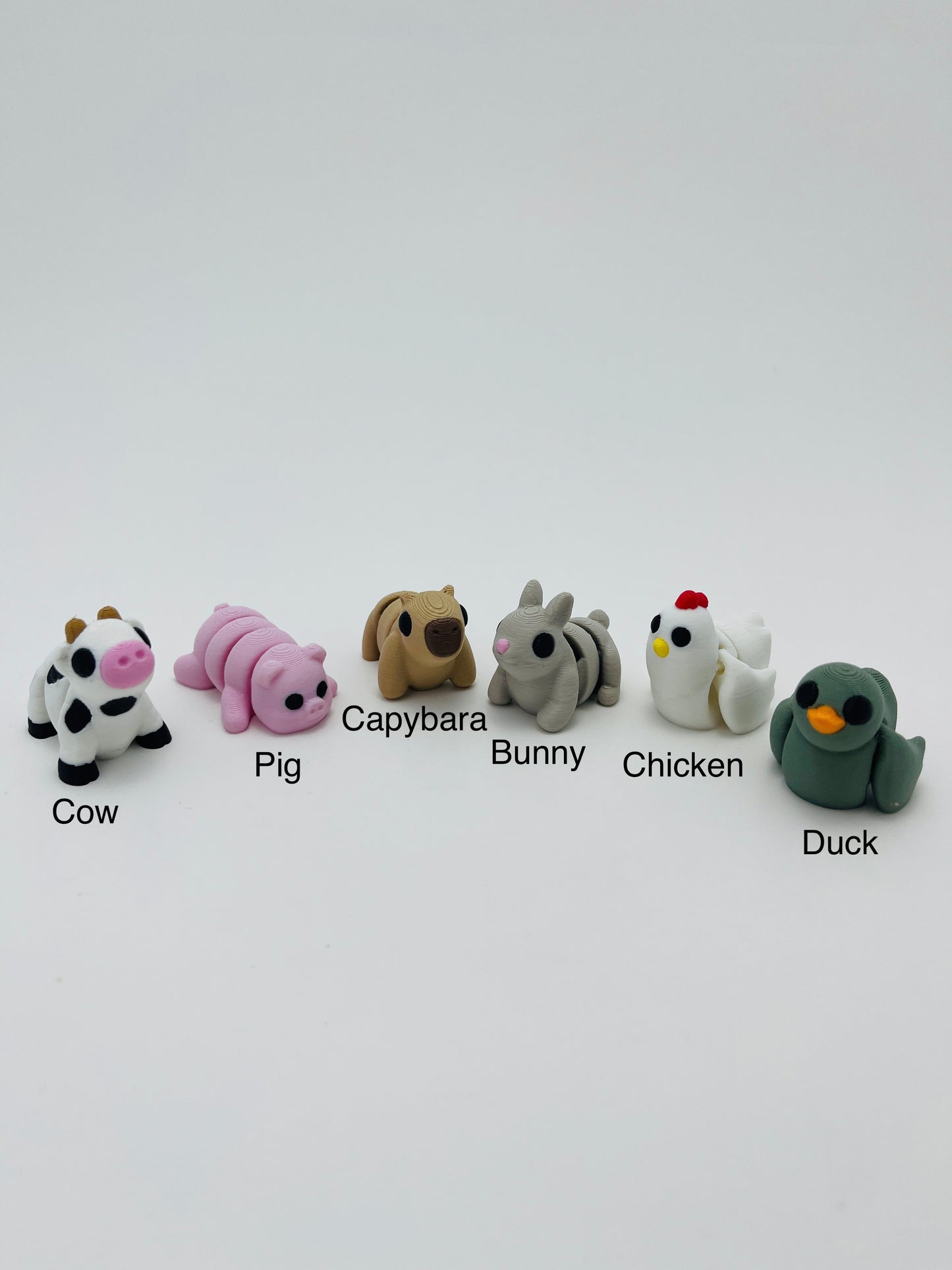 Keychain 3D Printed Articulated Mini Creatures - Fidget Animal - Baby Animals