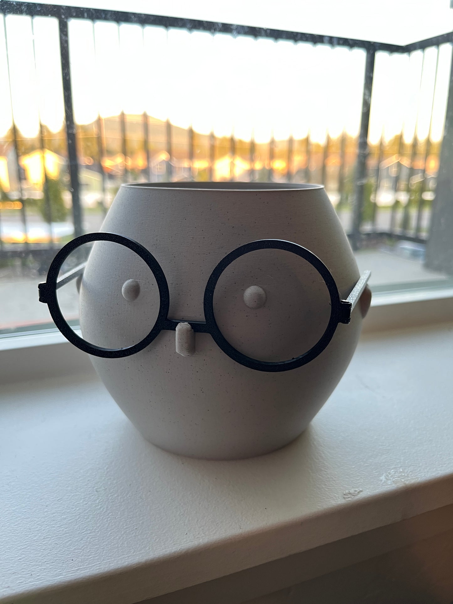 Unique Indoor Pot with a Face and Glasses: A Fun and Quirky Decorative Addition - Customizable Character - Home and Office Decor