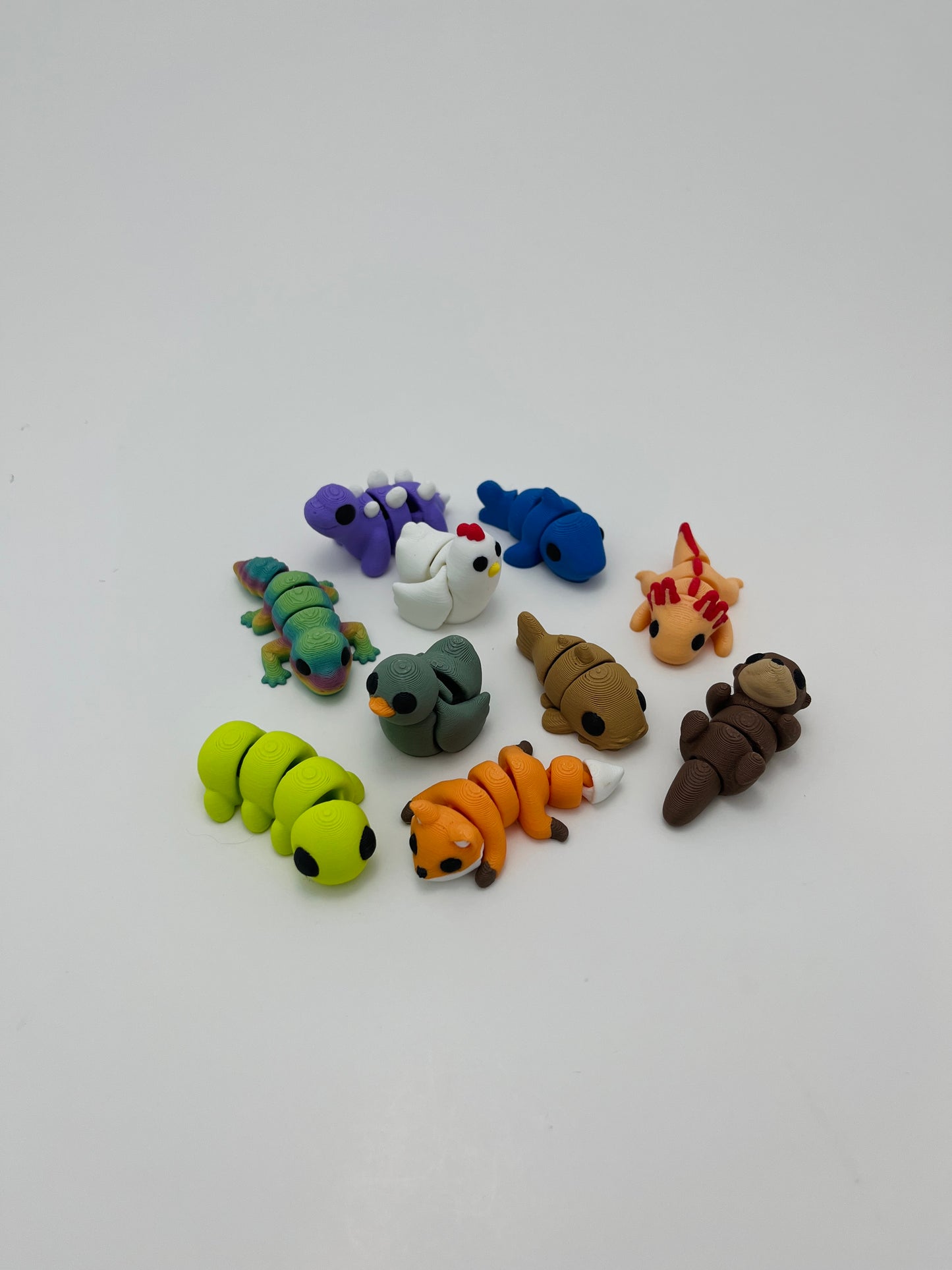 50, 30, or 10 Variety Pack 3D Printed Articulated Mini Creatures - Fidget Animal - Baby Animals