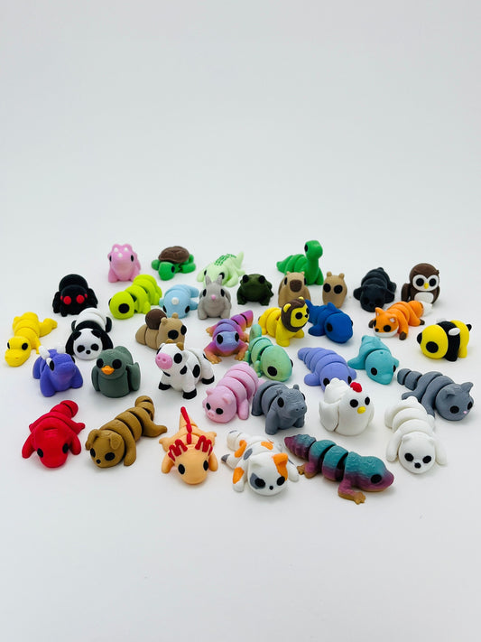 Keychain 3D Printed Articulated Mini Creatures - Fidget Animal - Baby Animals